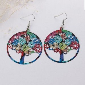 Painted Tree Earrings NWOT